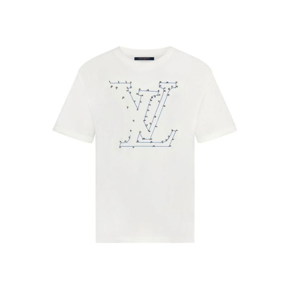 LOUIS VUITTON STITCH EMBROIDERY WHITE T-SHIRT