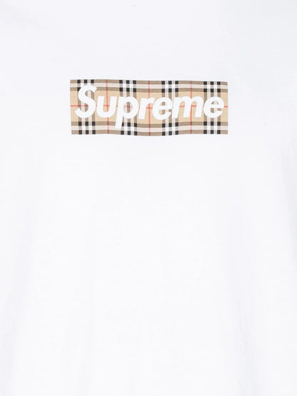 SUPREME X BURBERRY BOX LOGO WHITE T-SHIRT