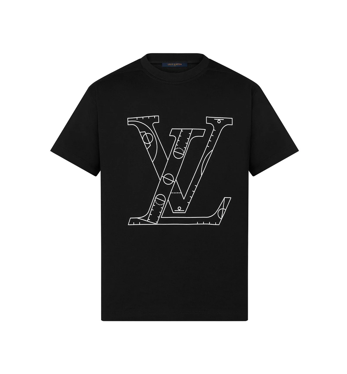 LOUIS VUITTON X NBA LOGO PRINTED BLACK T-SHIRT