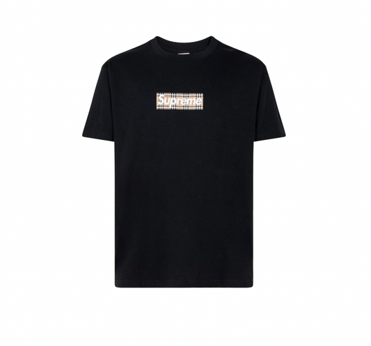 SUPREME X BURBERRY BOX LOGO BLACK T-SHIRT