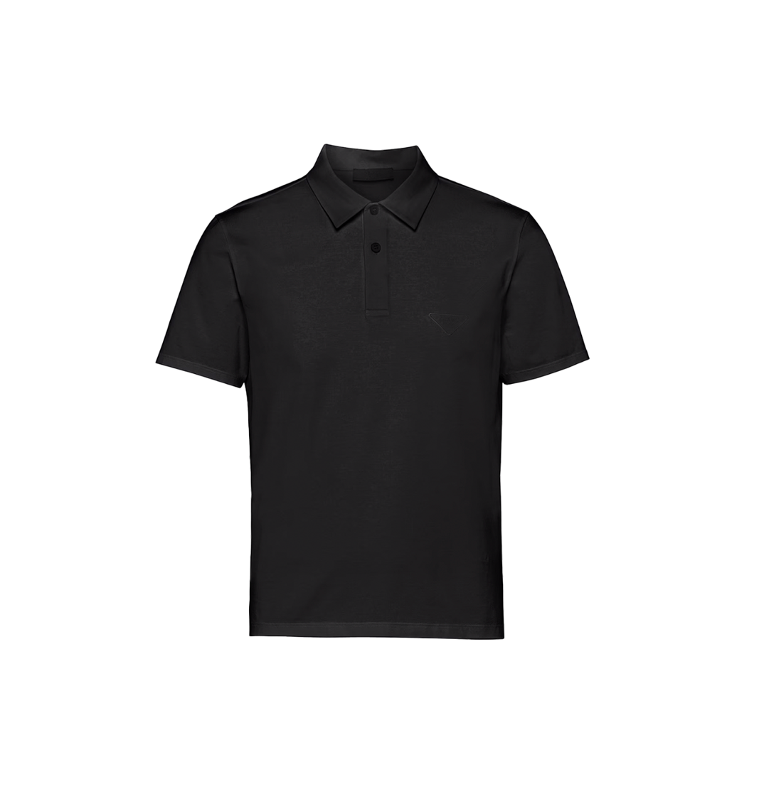 PRADA COTTON BLACK POLO T-SHIRT